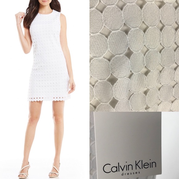 calvin klein white sheath dress